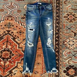 KanCan mid rise ankle skinny jeans with holes